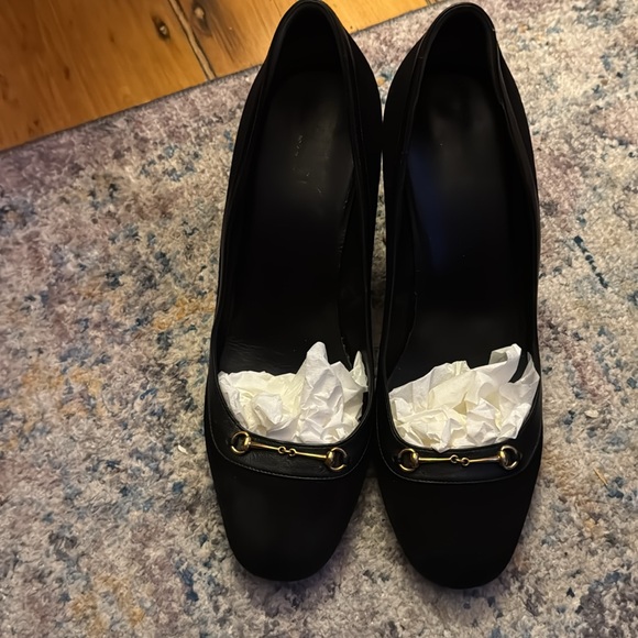 🇮🇹 Gucci - SIZE 40 309774 CGX10 1000 KID SUEDE NAPPA CHARLOT, black block heel - Picture 8 of 15